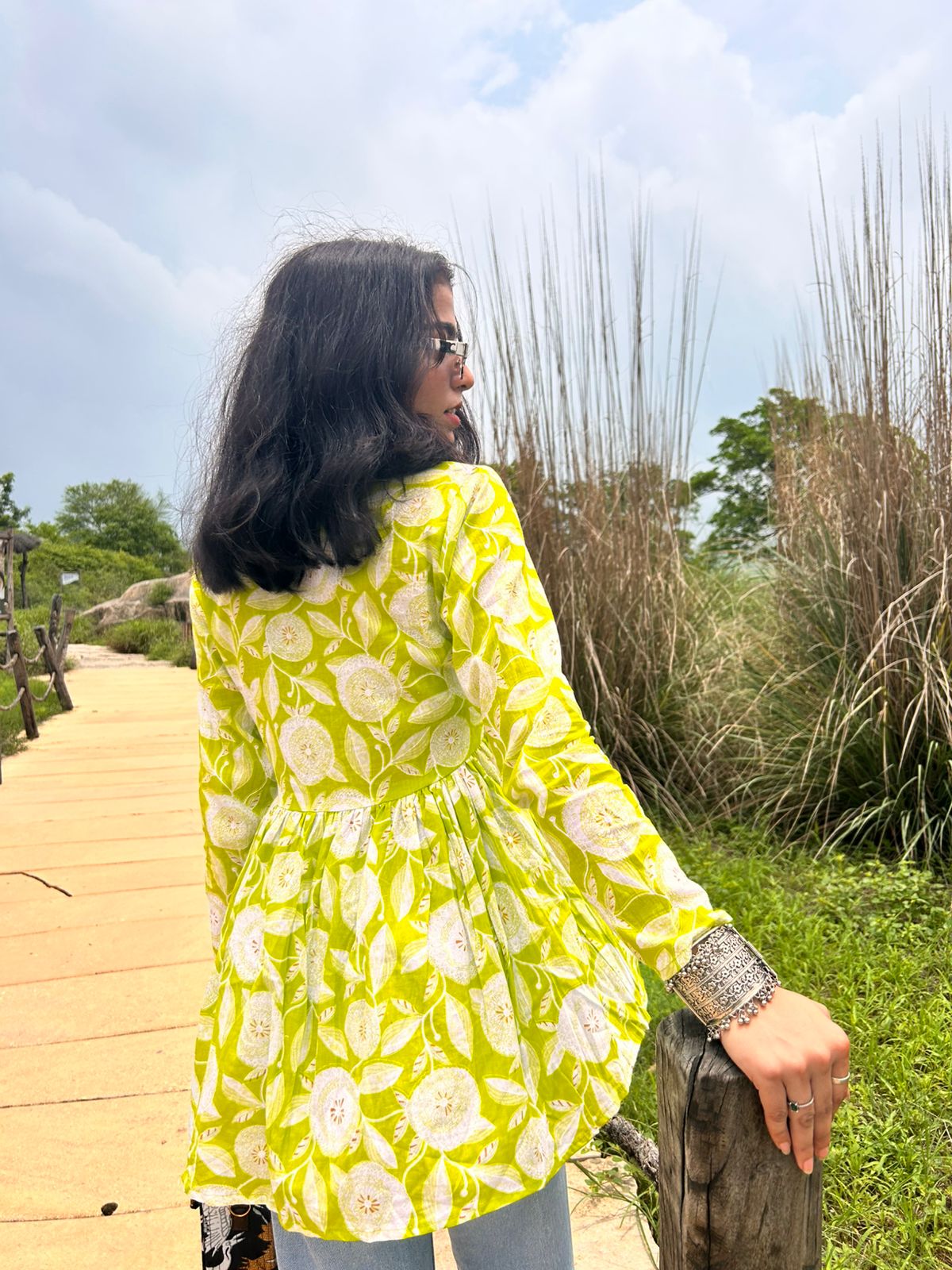 Green Handblock Cotton Kurti – Bijjiya Collection