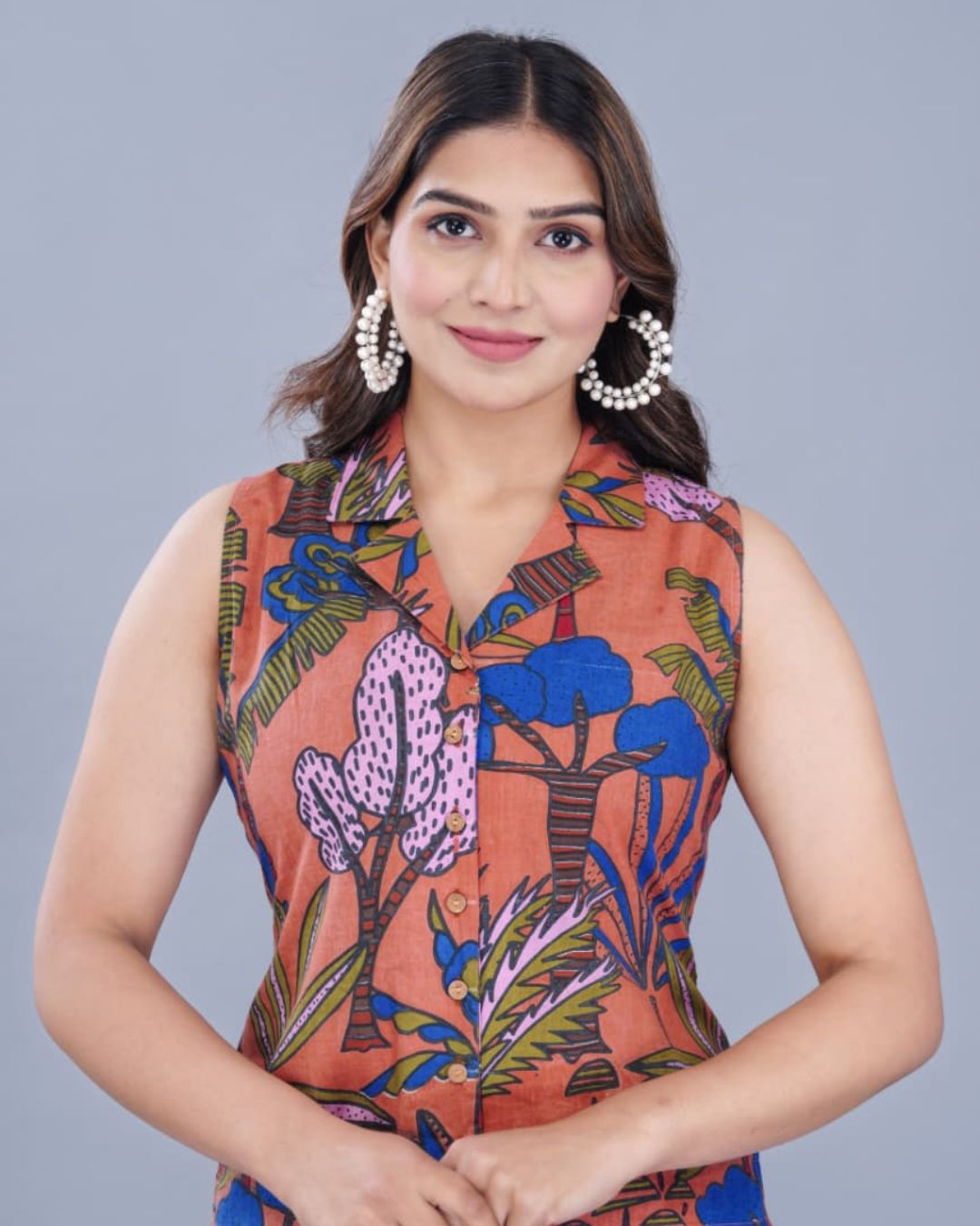 Casual Printed Shirt (Orange)