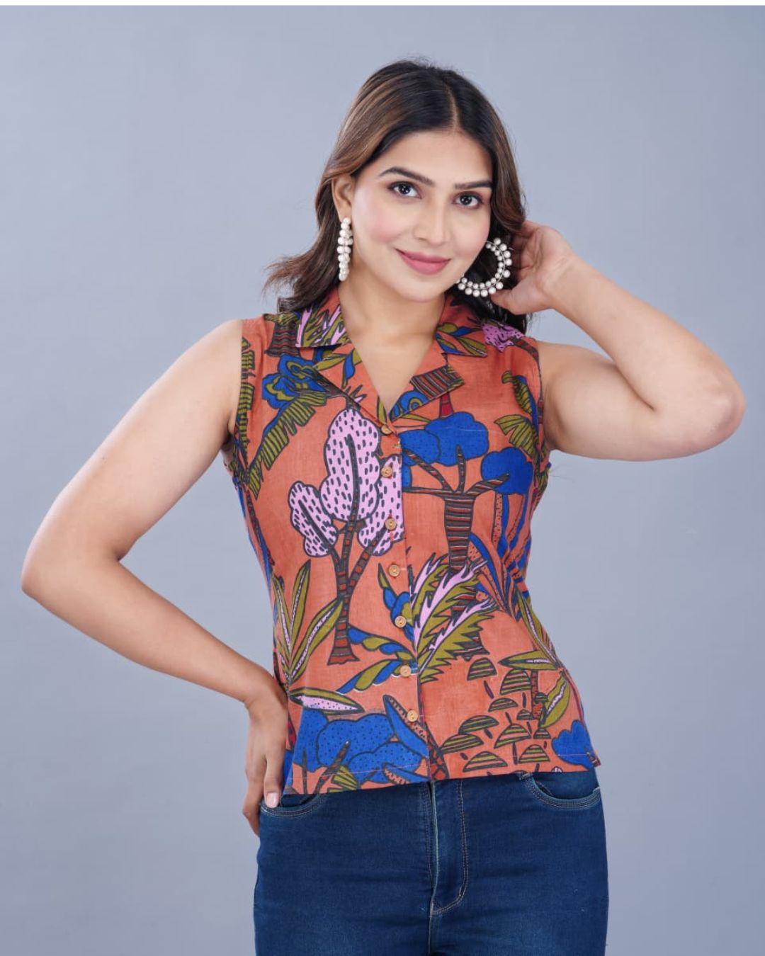 Casual Printed Shirt (Orange)