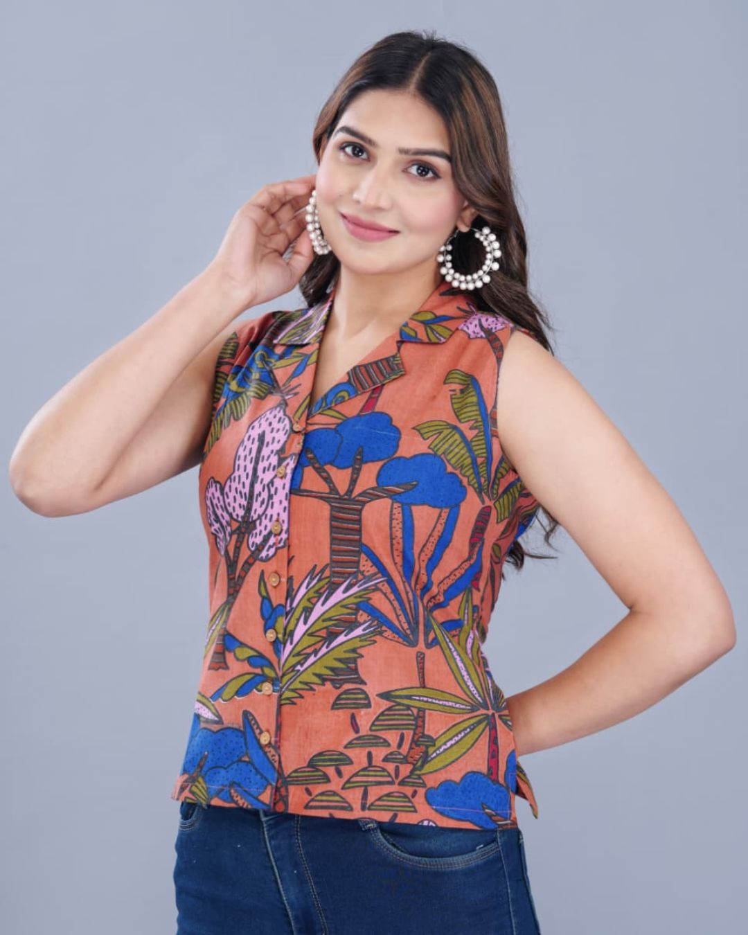Casual Printed Shirt (Orange)