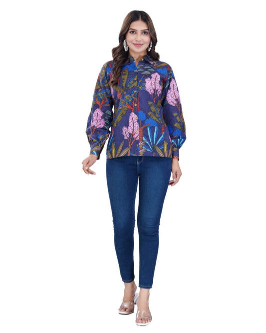 Casual Printed Shirt (Purple)