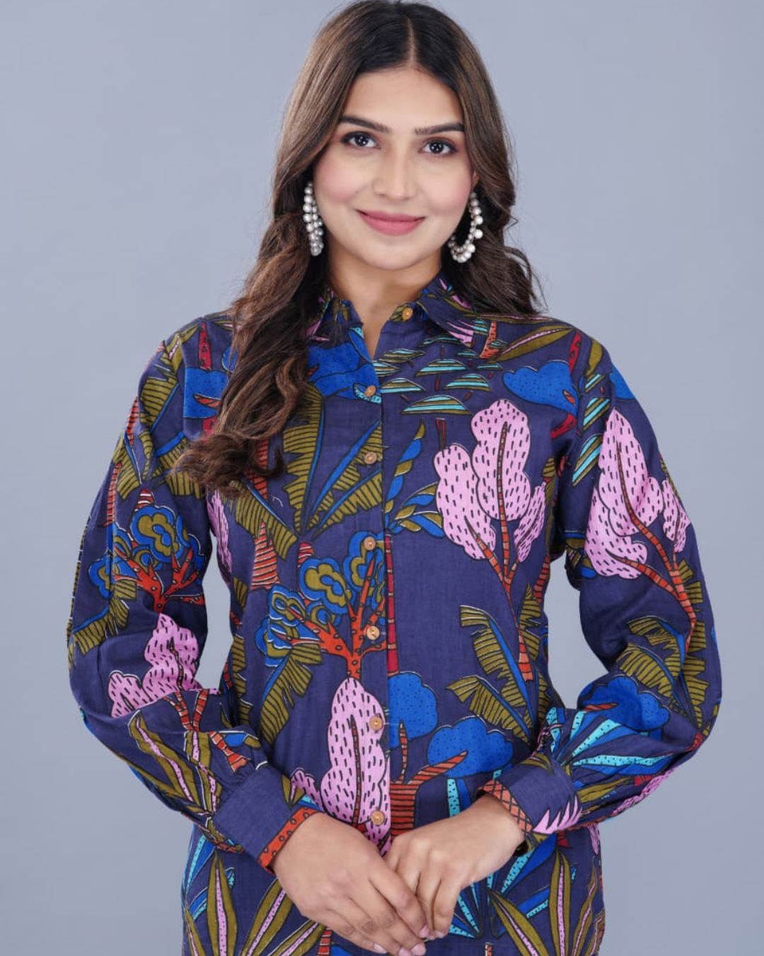 Casual Printed Shirt (Purple)